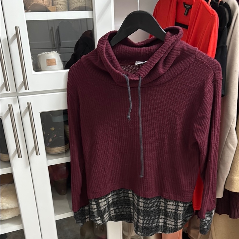 Red and Gray Turtleneck Sweater